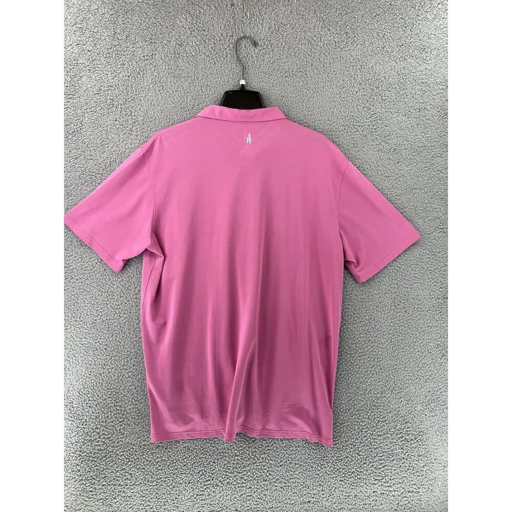 Johnnie O Polo Short Sleeve Golf Beach Surf Salmon Pink Stretch‎ Mens XL Logo